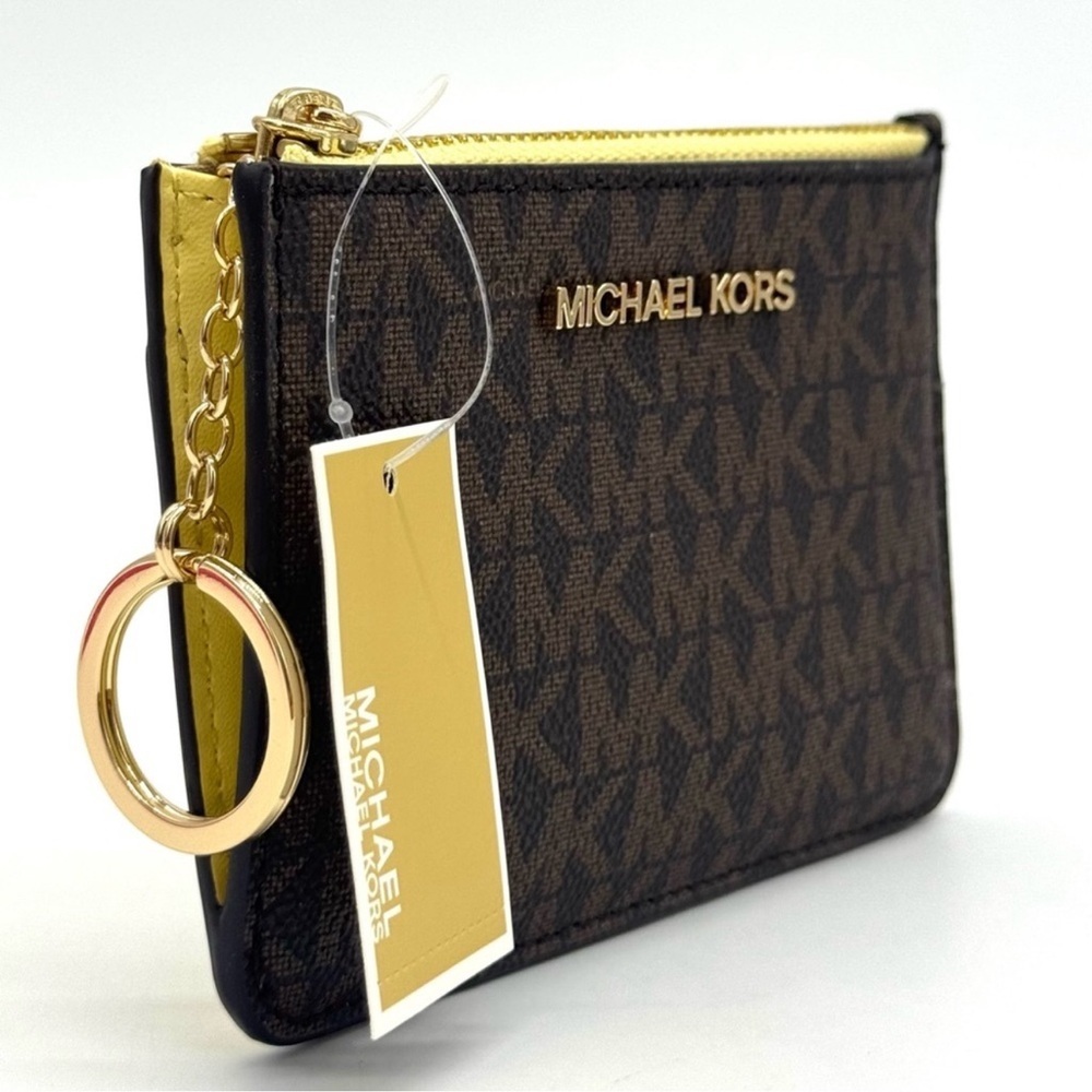 Michael Kors Jet Set Travel Small Signature Logo Coin Purse Buttercup - Picture 4 of 8